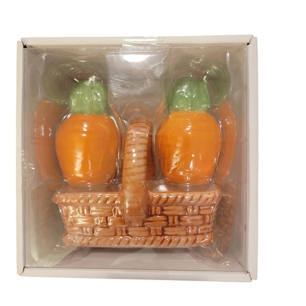 Salt Pepper Shaker Set Hoppers‎ Lane Easter Collection Carrot Ceramic Basket